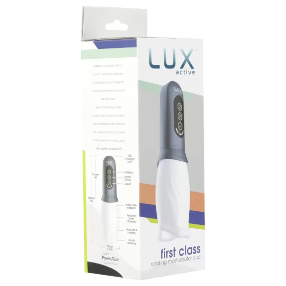 LUX Active First Class - masturbador masculino rotatorio - blanco/gris