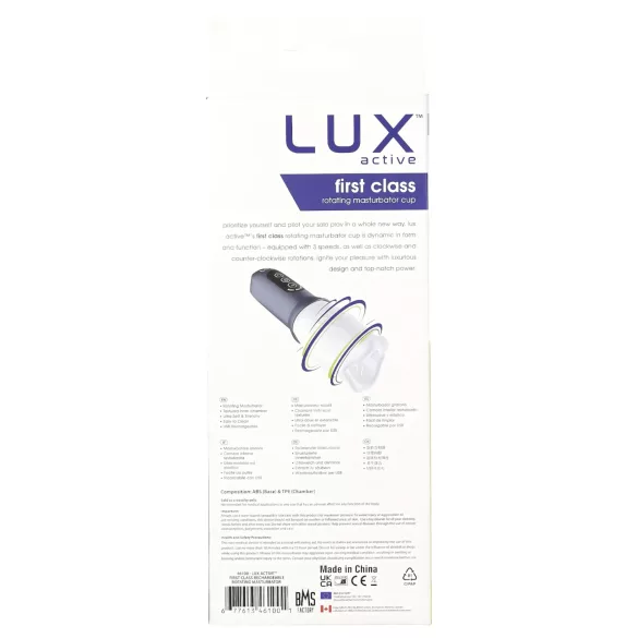 LUX Active First Class - masturbador masculino rotatorio - blanco/gris