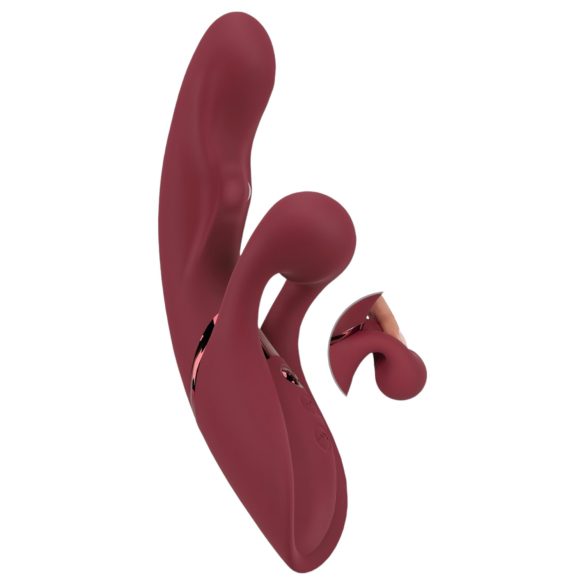 Javida 2 Funciones Rabbit - vibrador rojo recargable con estimulador