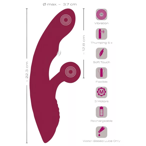 Javida - Vibrador conejo 2 funciones - recargable - rojo
