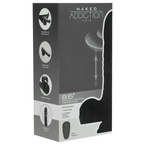 Naked Addiction - Vibrador realista rotatorio y pulsante - silicona negra