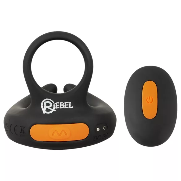 Rebel - anillo para pene vibrador y estimulador testicular - silicona negra