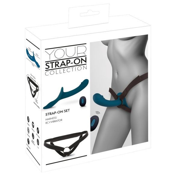 You2Toys - arnés con vibrador ajustable - silicona negro y azul