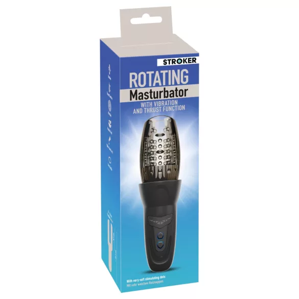 Stroker - masturbador giratorio, de vaivén y vibrador (negro)