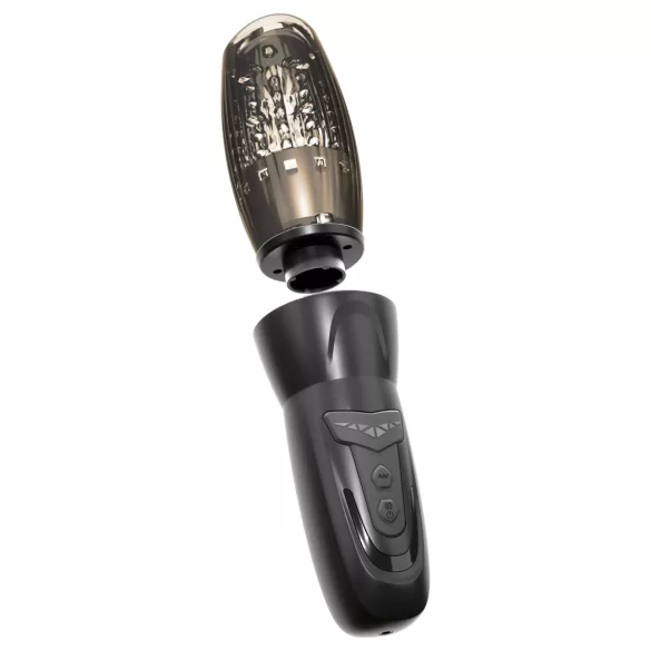 Stroker - masturbador giratorio, de vaivén y vibrador (negro)
