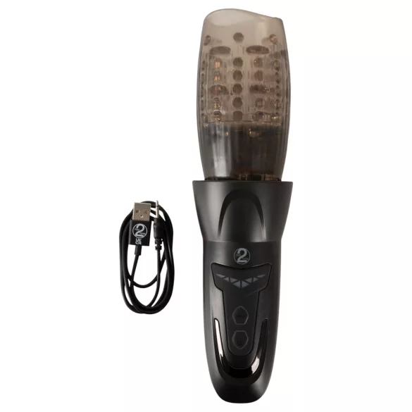 Stroker - masturbador giratorio, de vaivén y vibrador (negro)