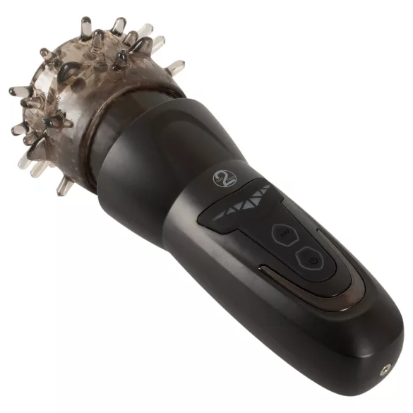 Stroker - masturbador giratorio, de vaivén y vibrador (negro)