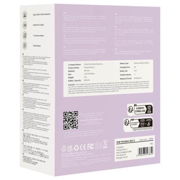 Svakom Phoenix Neo 2 - huevo vibrador inteligente - silicona lila