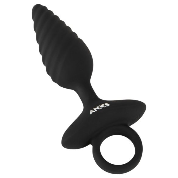ANOS - plug anal vibrador acanalado (negro)