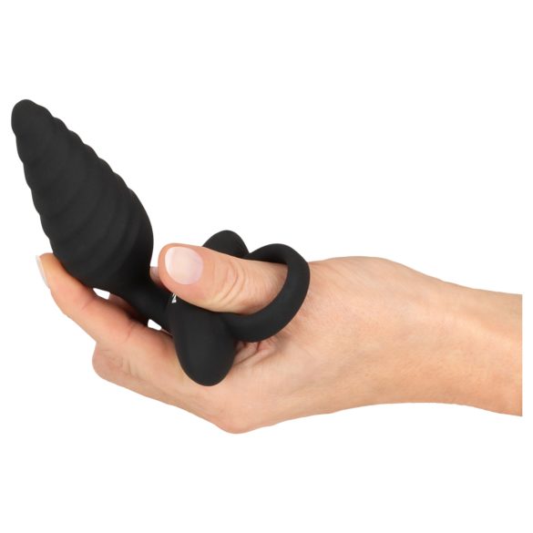 ANOS - plug anal vibrador texturizado - silicona negra