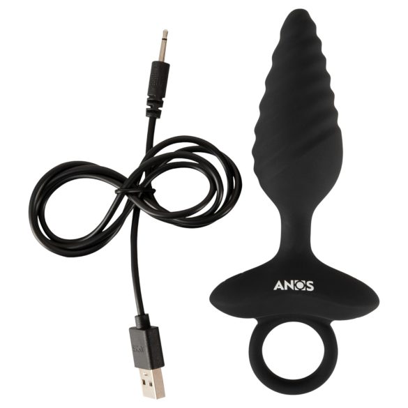 ANOS - plug anal vibrador texturizado - silicona negra