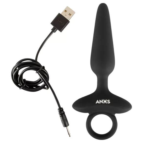 ANOS - plug anal vibrador con mango - silicona negra