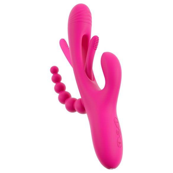 SONRISA - vibrador triple con lengüeta (rosa)