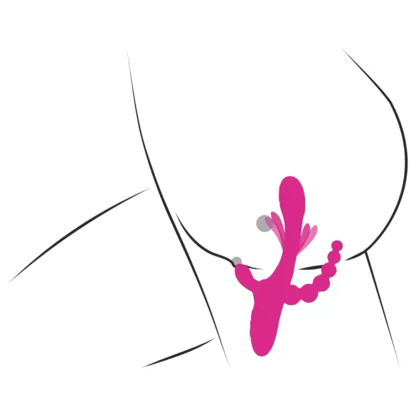 SMILE - vibrador triple con lengua - silicona rosa