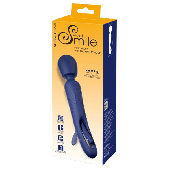 Smile - vibrador masajeador 2 en 1 con lengua - silicona azul