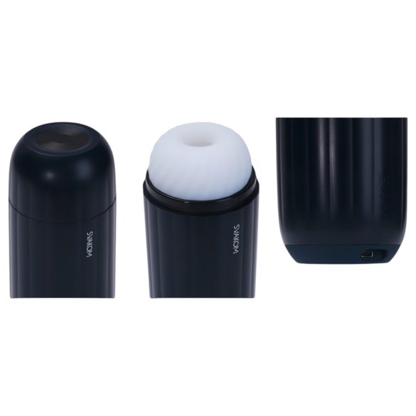 Svakom Sam Neo 2 - masturbador inteligente masculino - silicona negra blanca