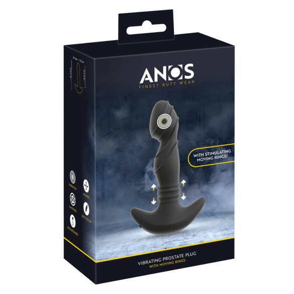 ANOS - vibrador prostático con anillo móvil - silicona negra