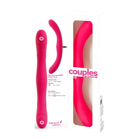 Couples Choice - vibrador doble punta - silicona rosa