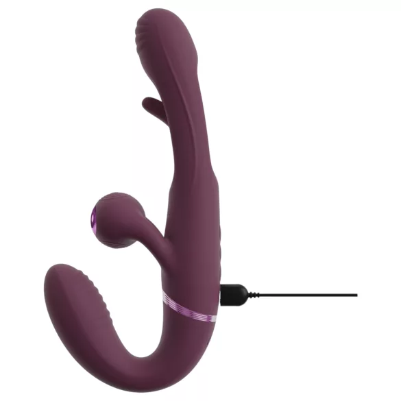 Javida - vibrador pareja recargable sin tirantes (lila)