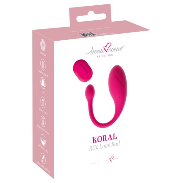 Beau Coeur Koral - huevo vibrador con control remoto - silicona rosa