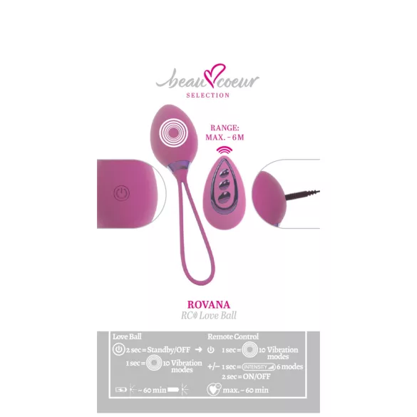 Beau Coeur Rovana - huevo vibrador control remoto - silicona lila
