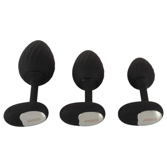 ANOS - Set de plugs anales vibratorios (negro)