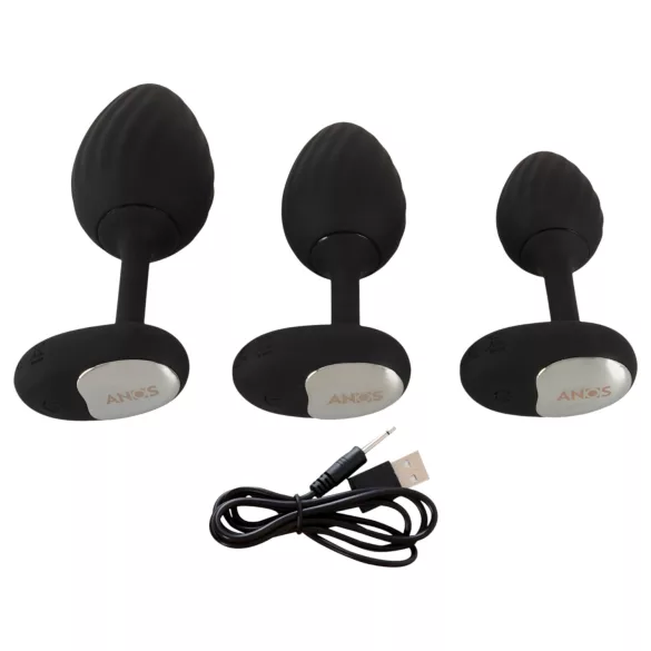 ANOS - plug anal vibrador set - silicona negra
