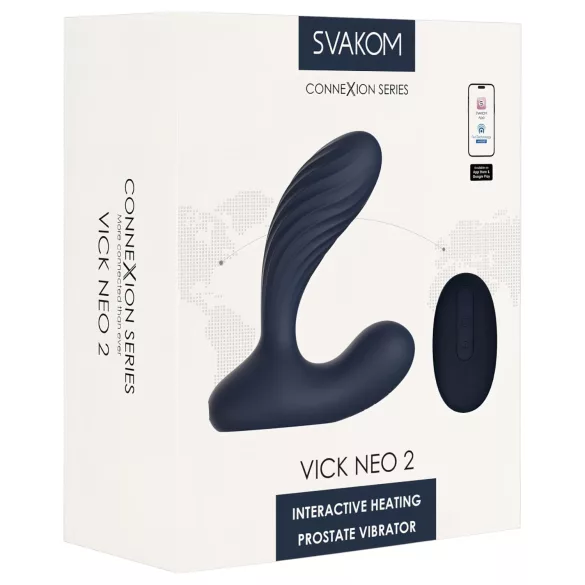 Svakom Vick Neo 2 - plug anal vibrador inteligente - silicona azul