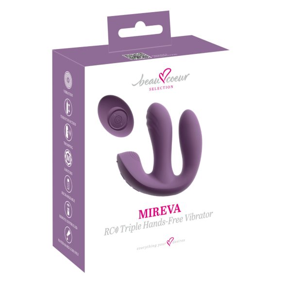Beau Coeur Mireva - vibrador triple con mando - silicona lila