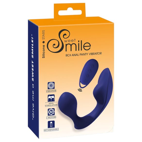 SMILE - vibrador anal y para bragas con control remoto - silicona azul