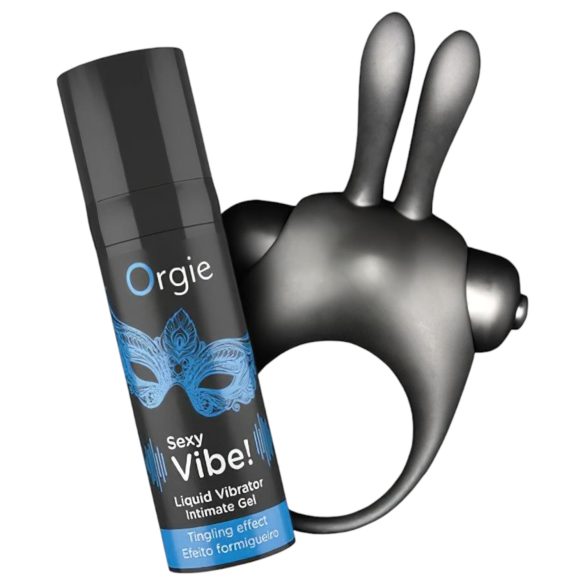 Orgie Bunny - Set de anillos vibradores para pene (negro)