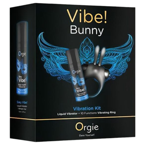 Orgie Bunny - anillo vibrador para pene - set - silicona negra