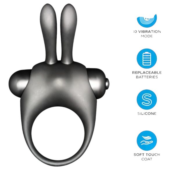 Orgie Bunny - anillo vibrador para pene - set - silicona negra