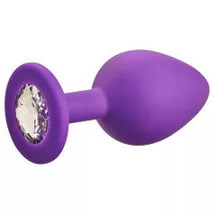 Baseks - plug anal de silicona con cristal (lila) - 8 cm