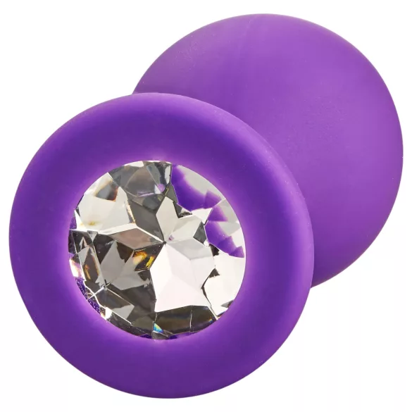 Baseks - plug anal de silicona con cristales (lila) - 8 cm