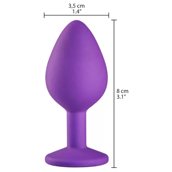 Baseks - plug anal de silicona con cristales (lila) - 8 cm