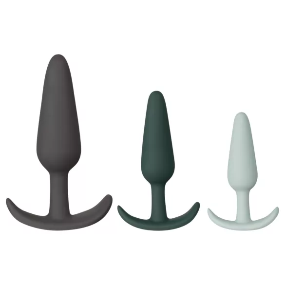 Amaysin - juego de plugs anales de silicona (negro y verde) - 3 uds.