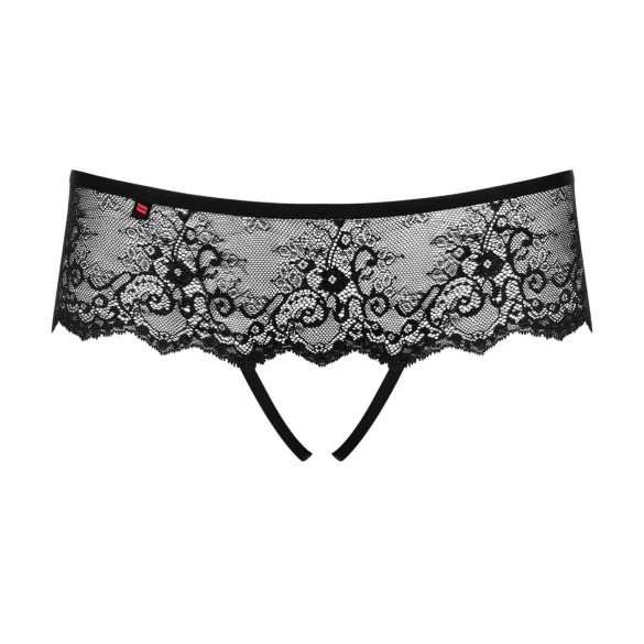 Obsessive Merossa - tanga abierto con strass para mujer - negro - L/XL