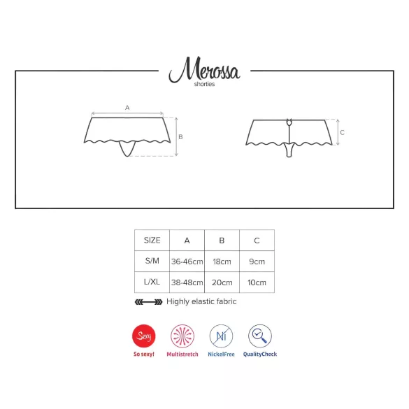 Obsessive Merossa - tanga abierto con strass para mujer - negro - L/XL