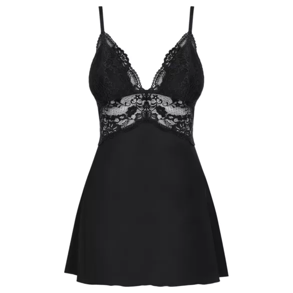 Obsessive - babydoll de encaje y tanga (negro) - L/XL