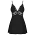 Obsessive - babydoll de encaje y tanga (negro) - L/XL