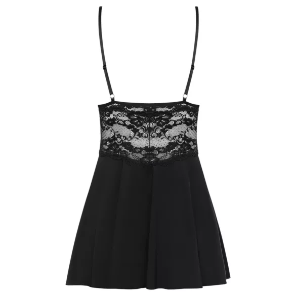 Obsessive - babydoll de encaje y tanga (negro) - L/XL