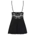 Obsessive - babydoll de encaje y tanga (negro) - L/XL