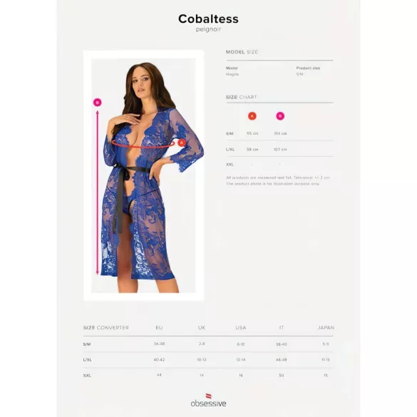 Obsessive Cobaltess - bata de encaje (azul) - L/XL