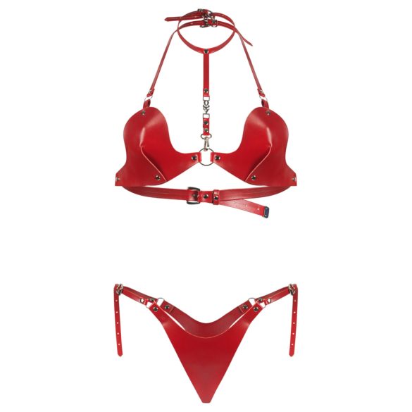 Obsessive Inferro - conjunto sujetador tirantes efecto cuero - rojo