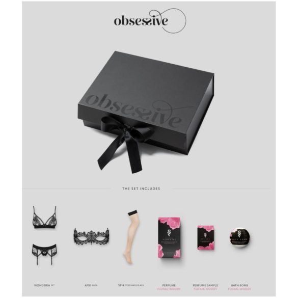Caja de regalo de lencería Obsessive Wonderia - 6 piezas (negro)