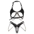 Obsessive Anyya - conjunto de sujetador de efecto cuero con cadenas (negro)