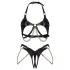 Obsessive Anyya - conjunto de sujetador de efecto cuero con cadenas (negro)