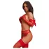 Obsessive Gifty - conjunto de tres piezas con liguero (rojo)