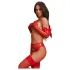 Obsessive Gifty - conjunto de tres piezas con liguero (rojo)